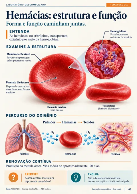 Página real sobre a estrutura e a função das hemácias